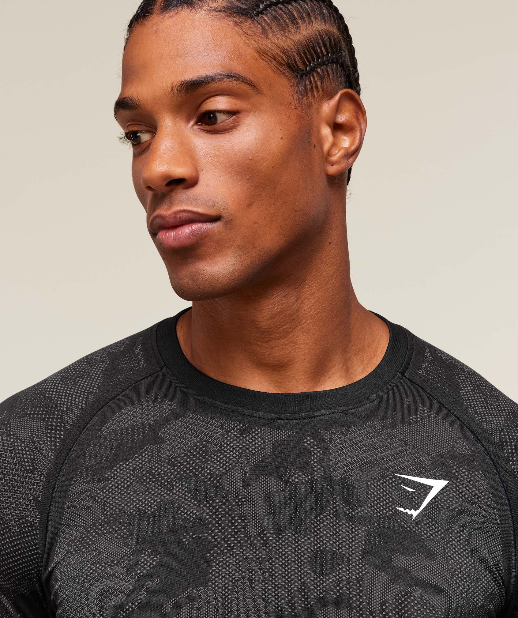 Geo Seamless Long Sleeve T-Shirt - Black/Charcoal Grey