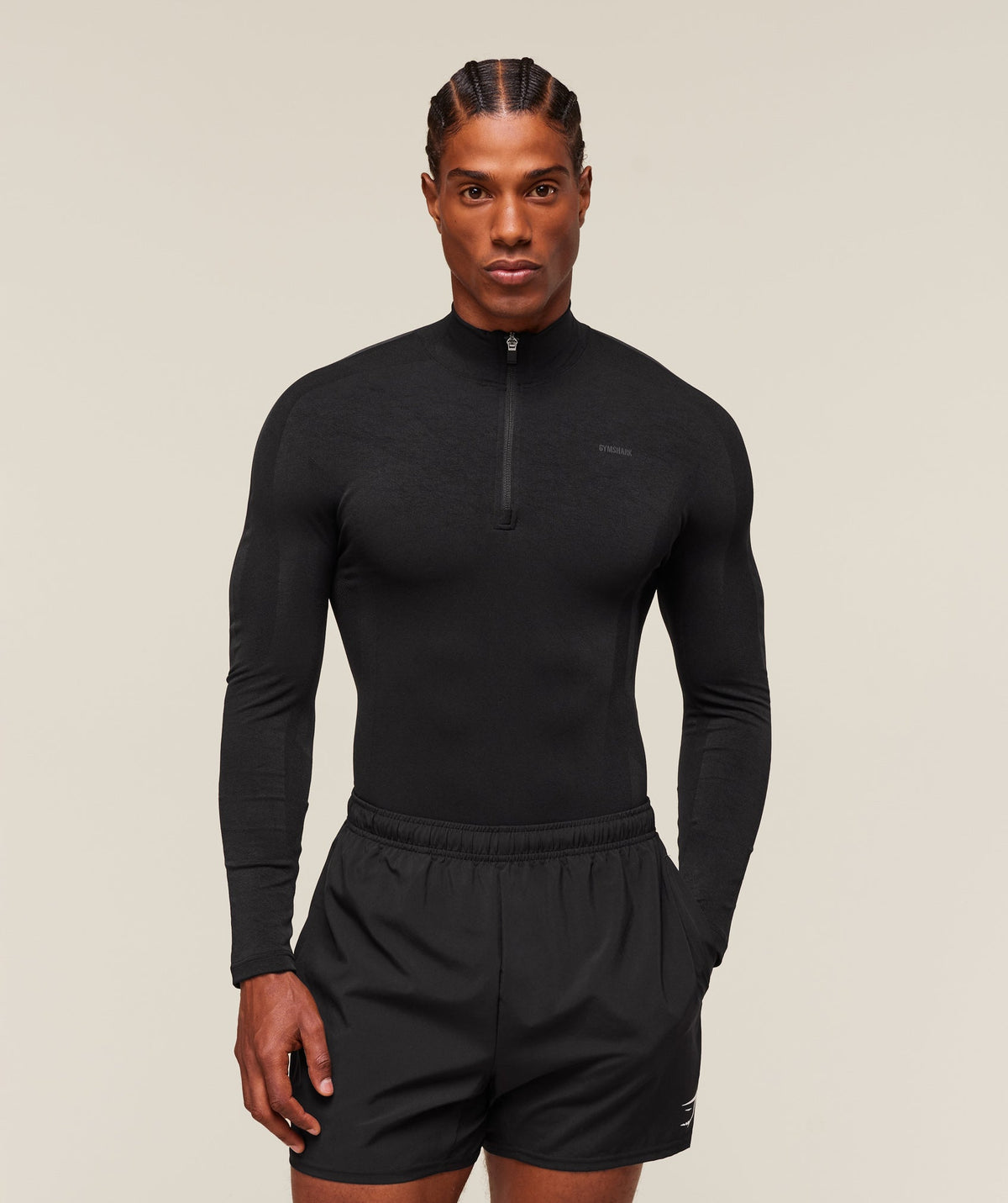 everywear Warp Knit 1/4 Zip - Black