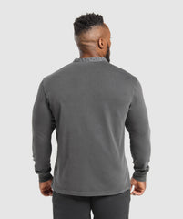 Heavyweight Woven Collar Henley - Black