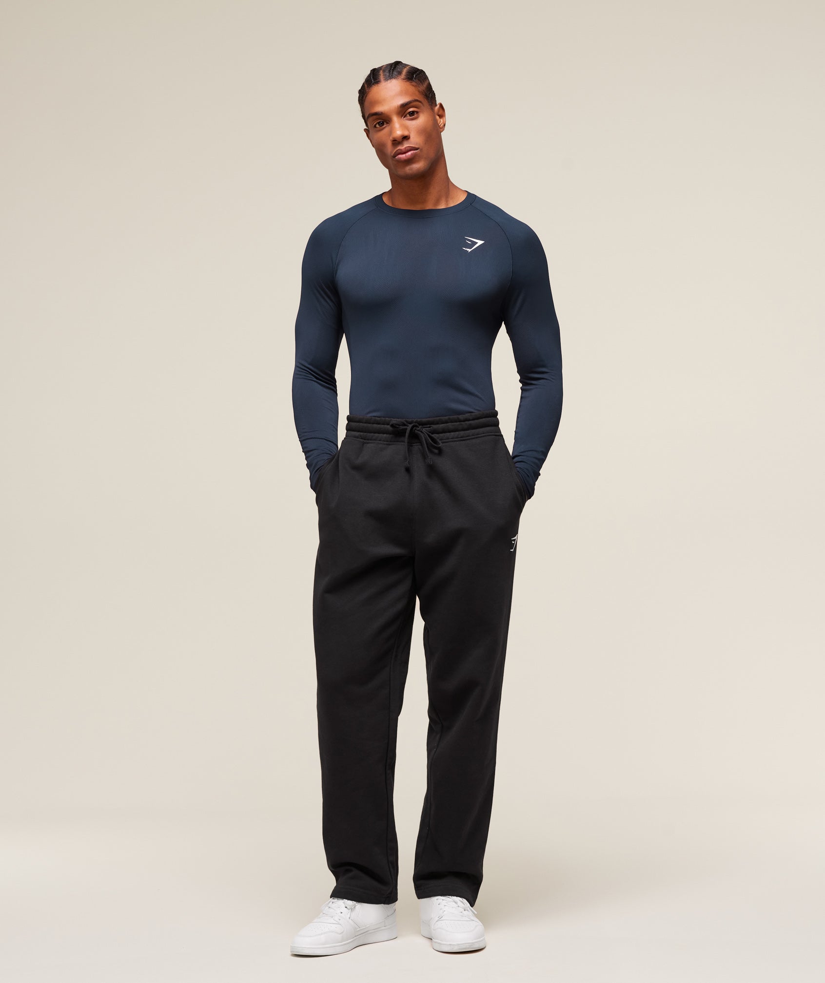 Geo Seamless Long Sleeve T-Shirt - Navy/Heavy Blue