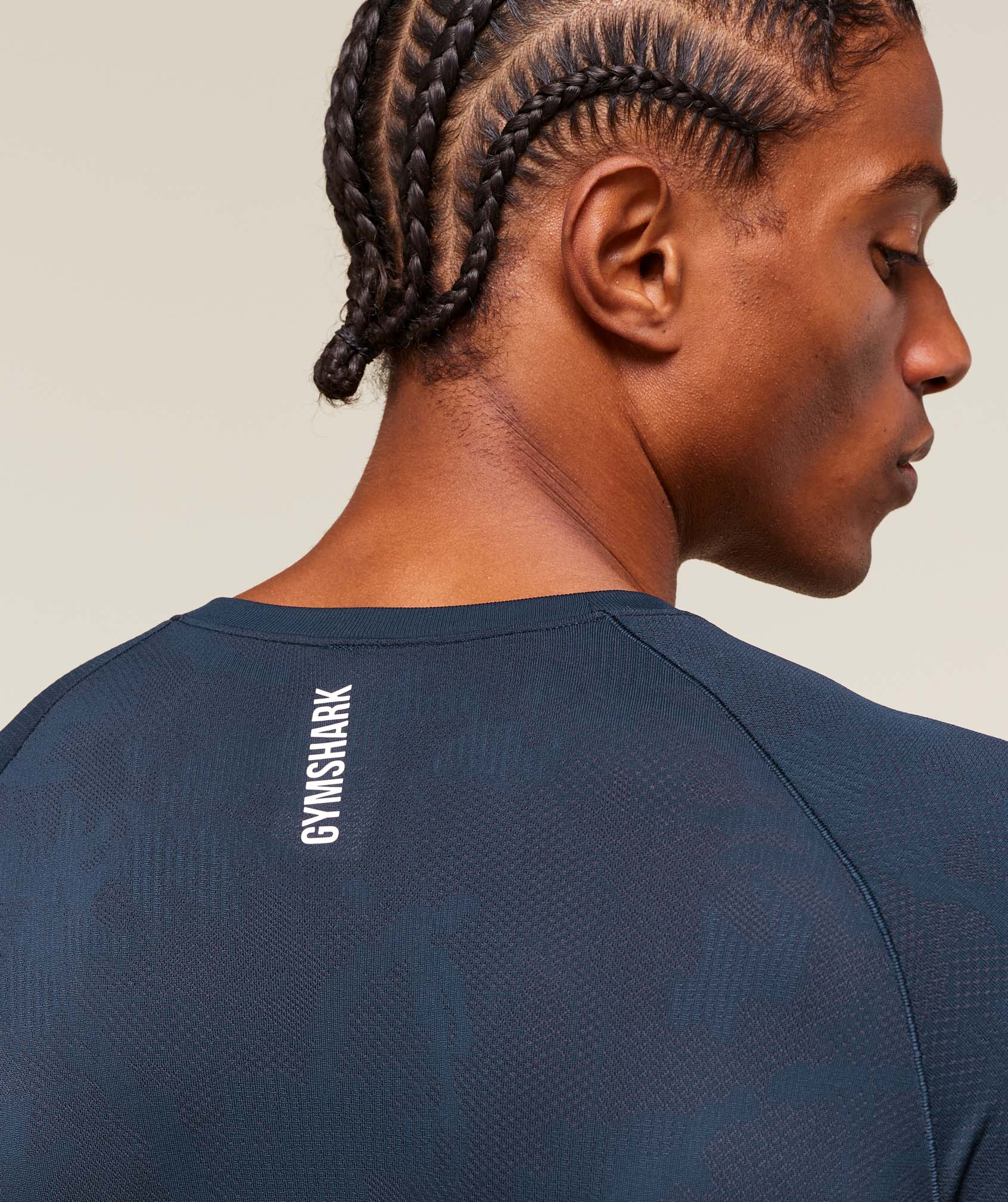 Geo Seamless Long Sleeve T-Shirt - Navy/Heavy Blue