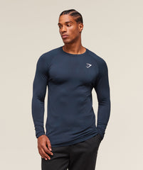 Geo Seamless Long Sleeve T-Shirt - Navy/Heavy Blue