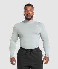 Everyday Seamless Mock Long Sleeve T-Shirt - Silver Grey