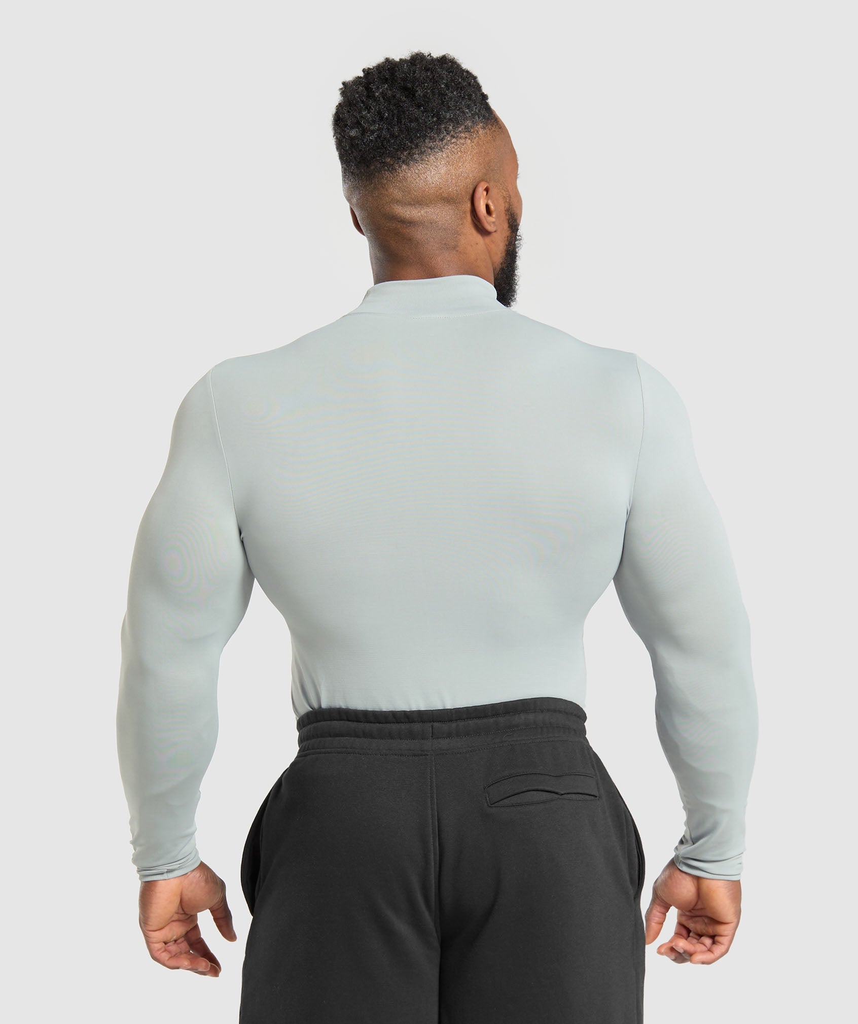 Everyday Seamless Mock Long Sleeve T-Shirt - Silver Grey