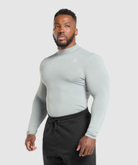 Everyday Seamless Mock Long Sleeve T-Shirt - Silver Grey