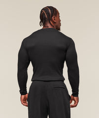 Ribbed Long Sleeve T-Shirt - Black