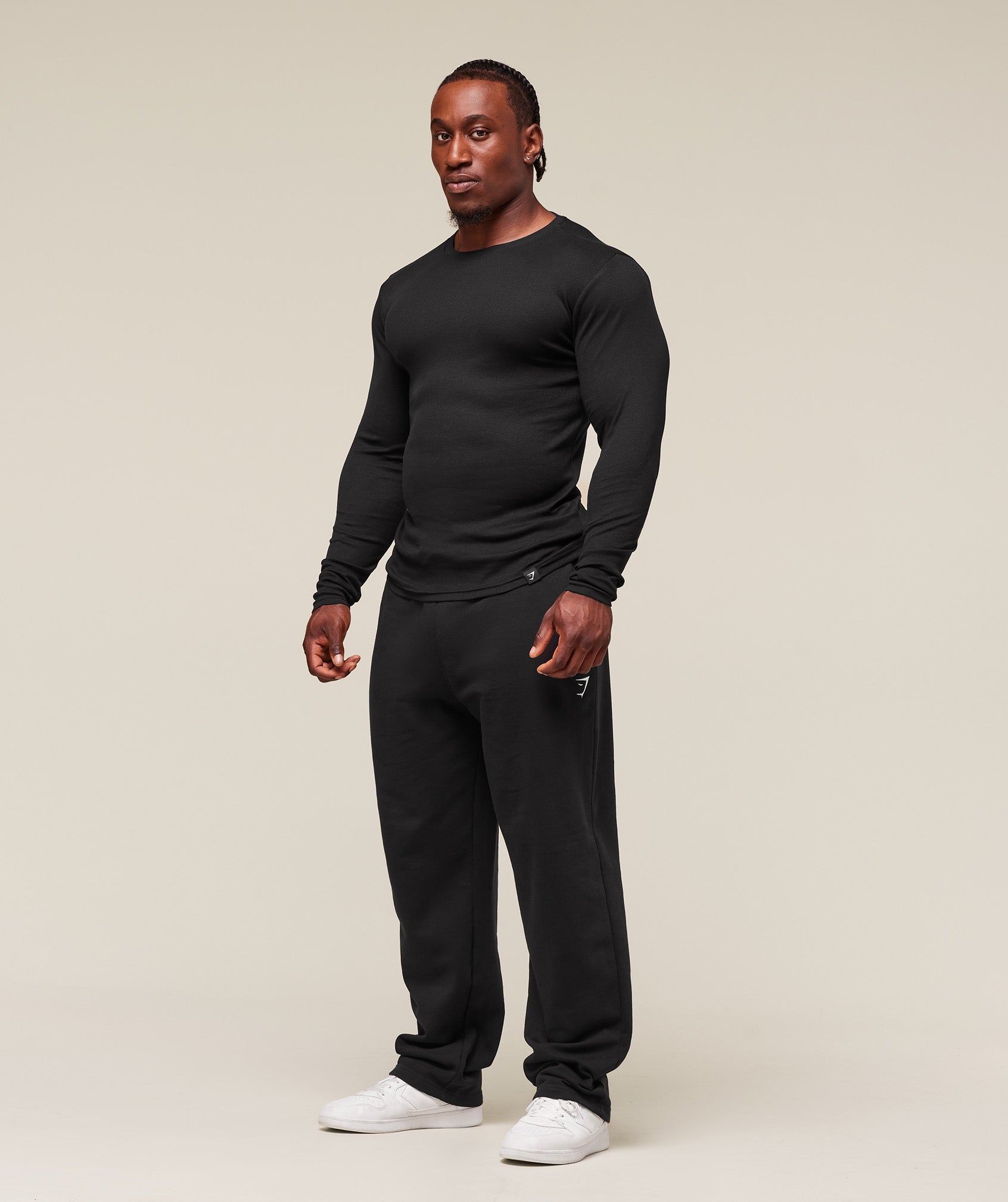 Ribbed Long Sleeve T-Shirt - Black