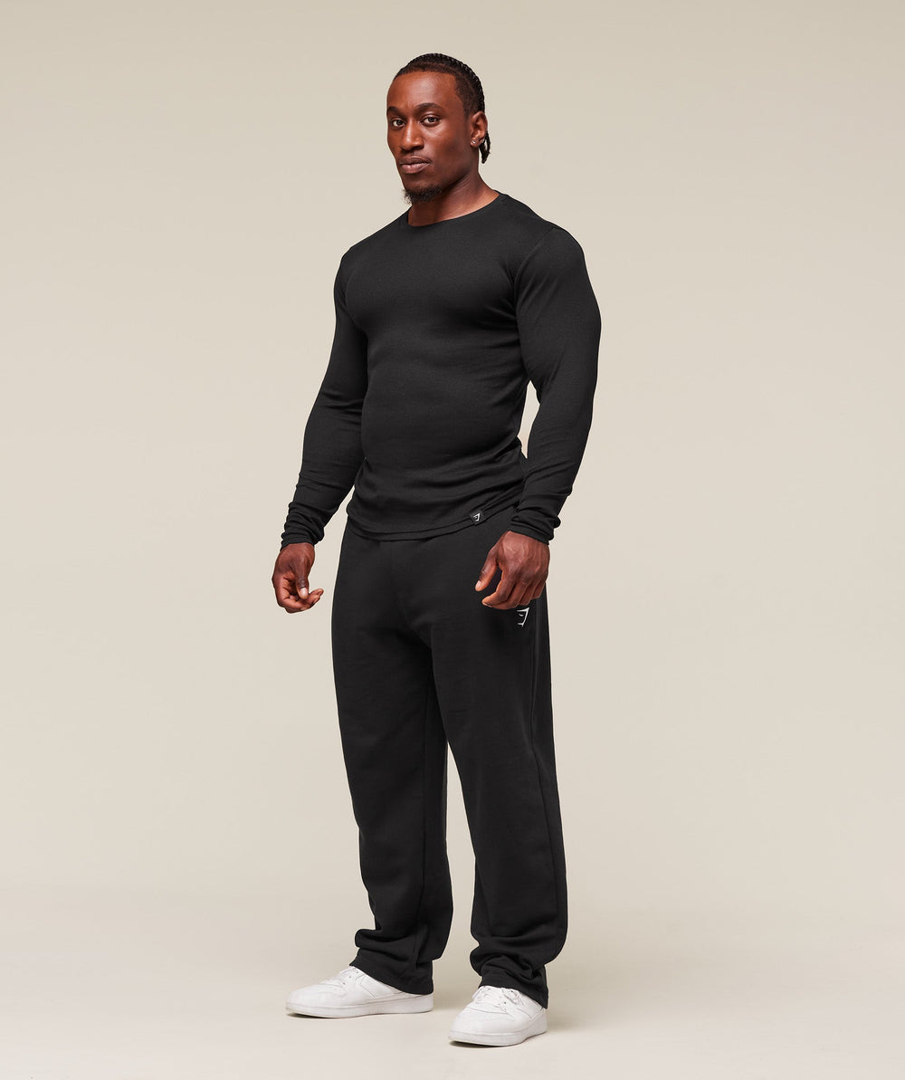 Ribbed Long Sleeve T-Shirt - Black