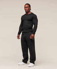 Ribbed Long Sleeve T-Shirt - Black