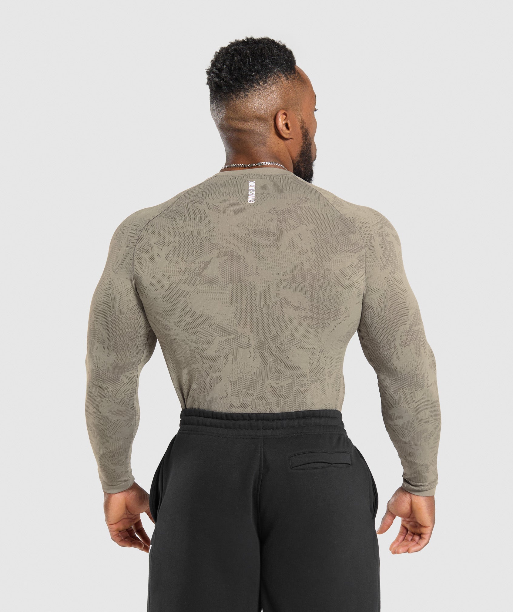 Geo Seamless Long Sleeve T-Shirt - Linen Brown/Camo Brown