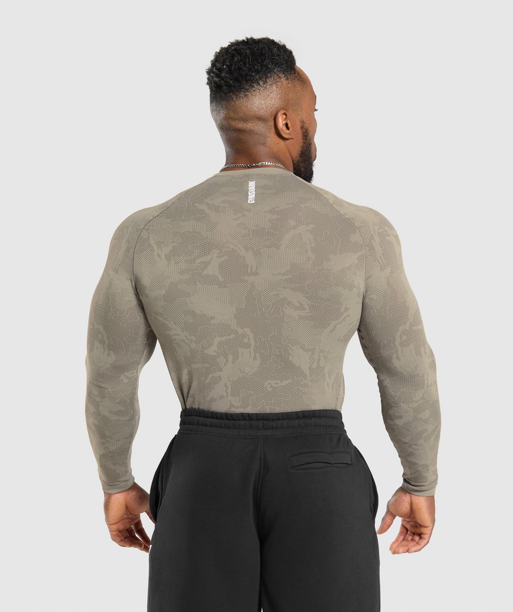 Geo Seamless Long Sleeve T-Shirt - Linen Brown/Camo Brown