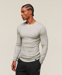 Ribbed Long Sleeve T-Shirt - Stone Grey Marl