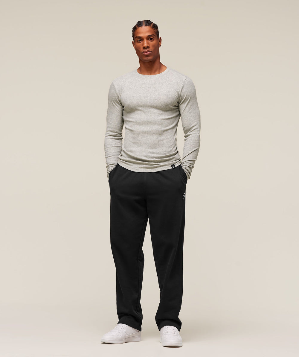 Ribbed Long Sleeve T-Shirt - Stone Grey Marl