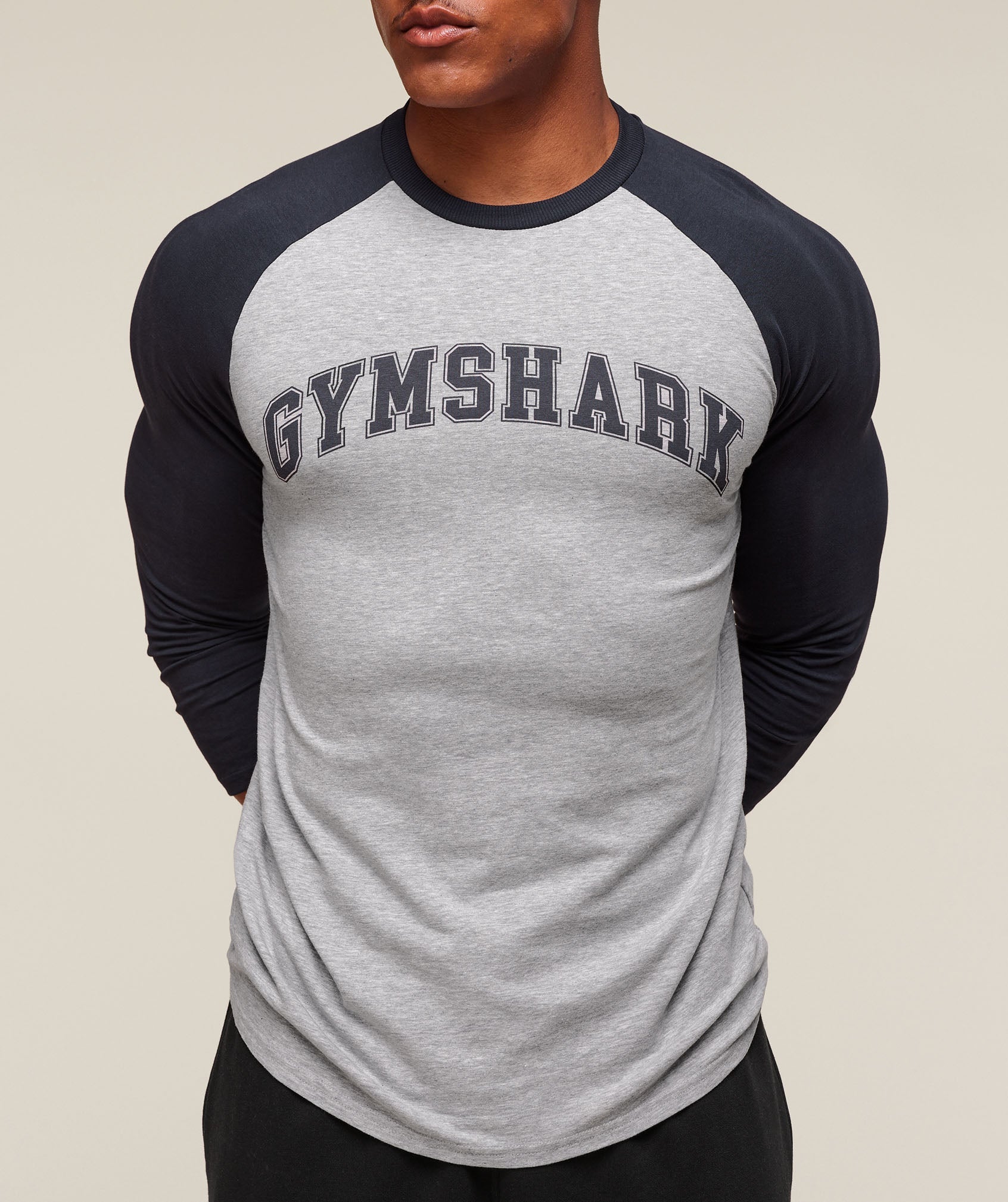 GSLC Raglan 3/4 Sleeve T-Shirt - Light Grey Core Marl/Heavy Blue