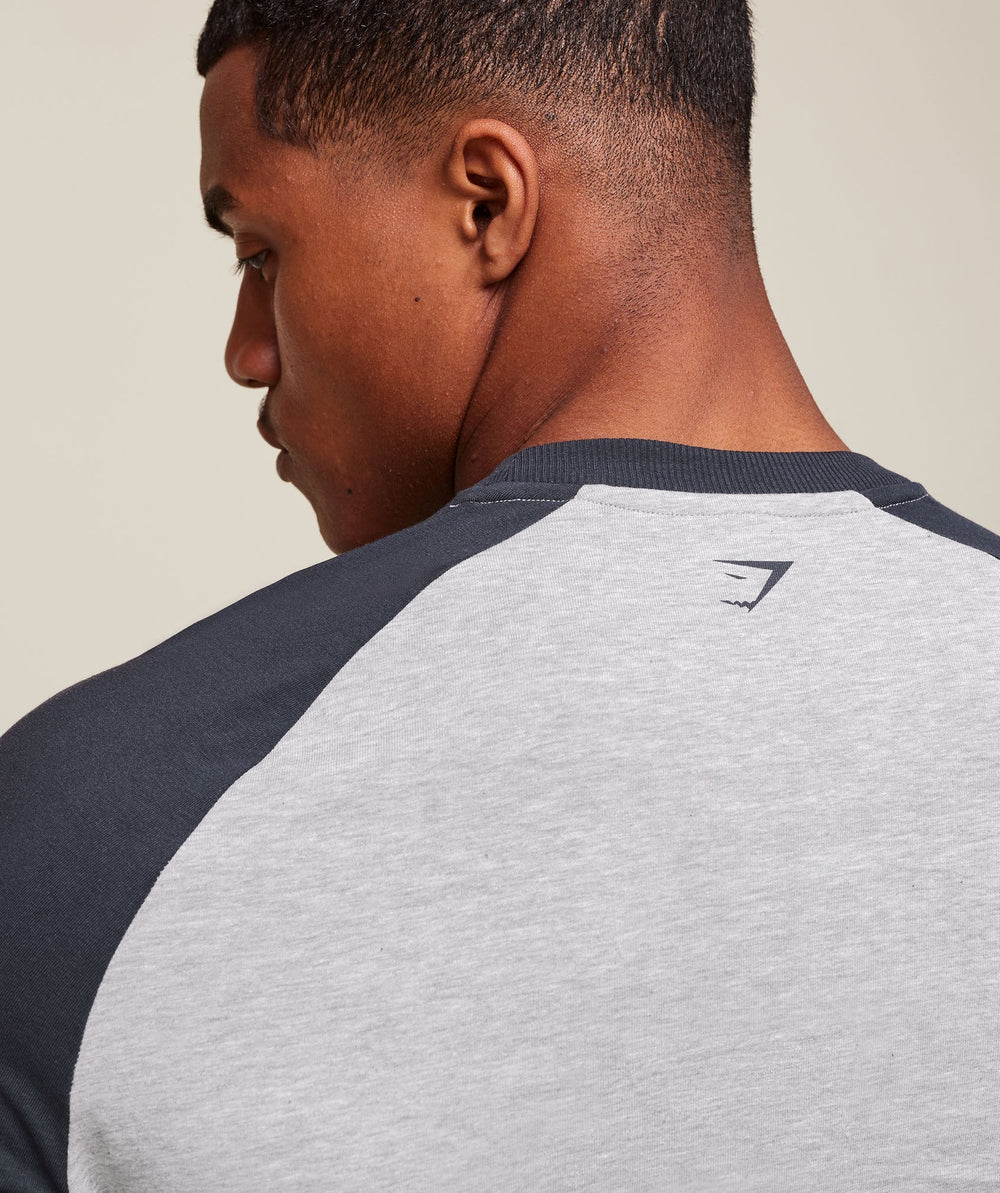 GSLC Raglan 3/4 Sleeve T-Shirt - Light Grey Core Marl/Heavy Blue