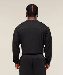 Lightweight Slub Textured Long Sleeve T-Shirt - Black
