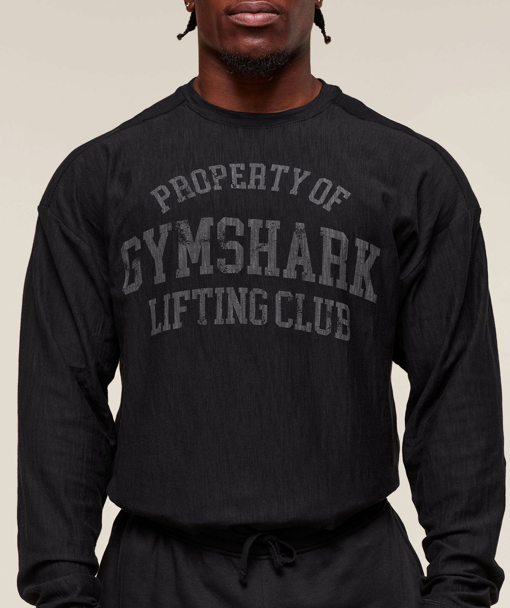 Lightweight Slub Textured Long Sleeve T-Shirt - Black