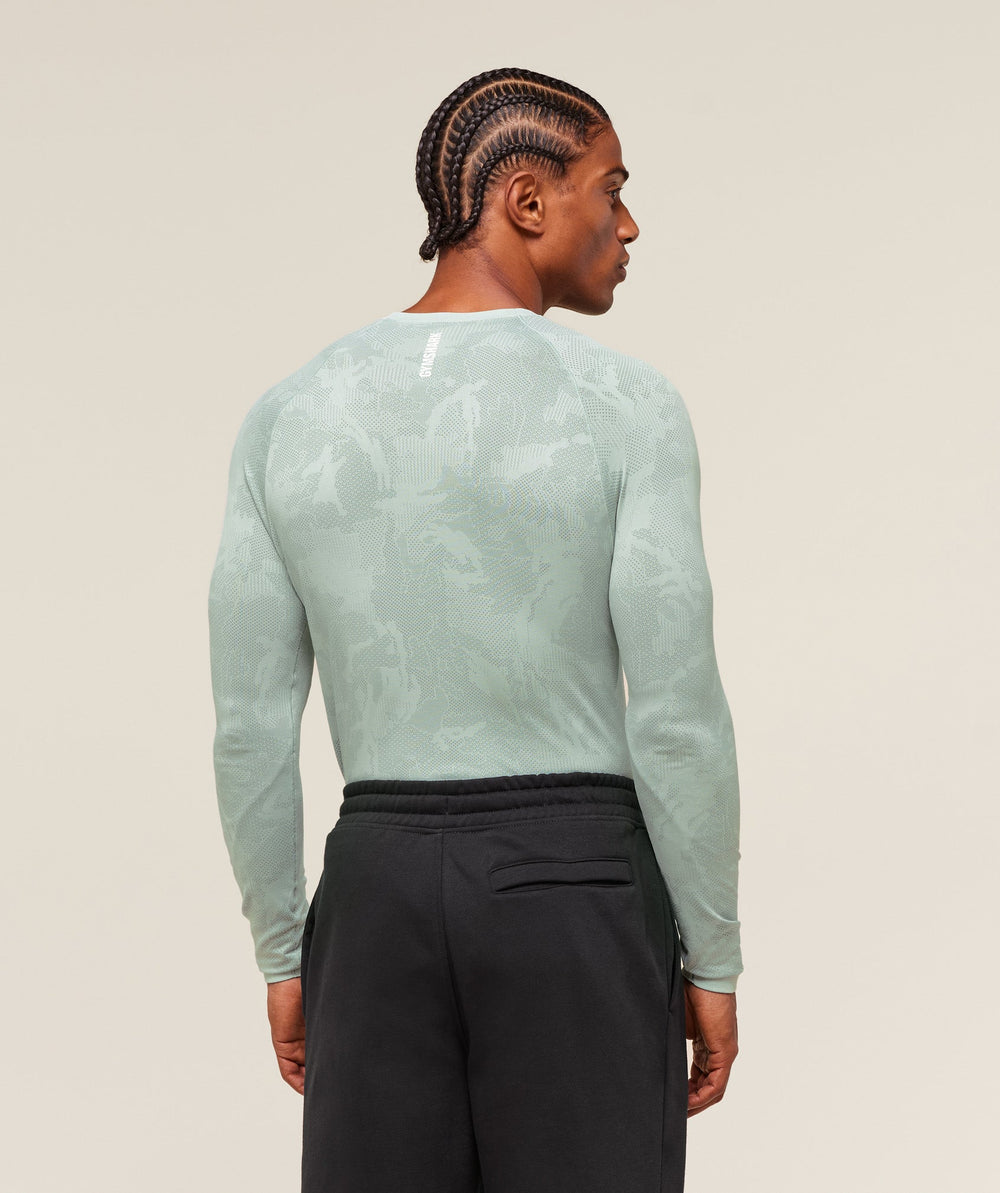 Geo Seamless Long Sleeve T-Shirt - Morning Blue/Celeste Blue