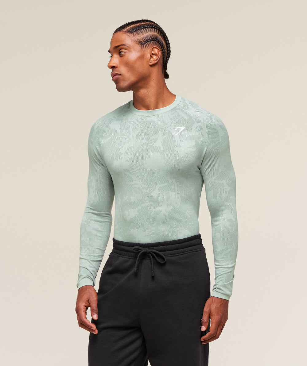 Geo Seamless Long Sleeve T-Shirt - Morning Blue/Celeste Blue
