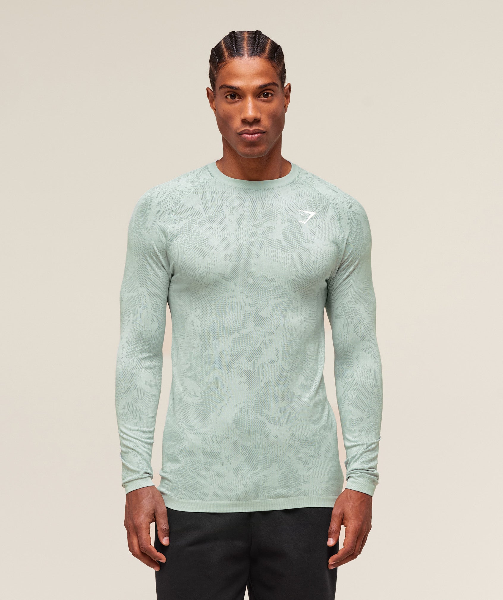 Geo Seamless Long Sleeve T-Shirt - Morning Blue/Celeste Blue