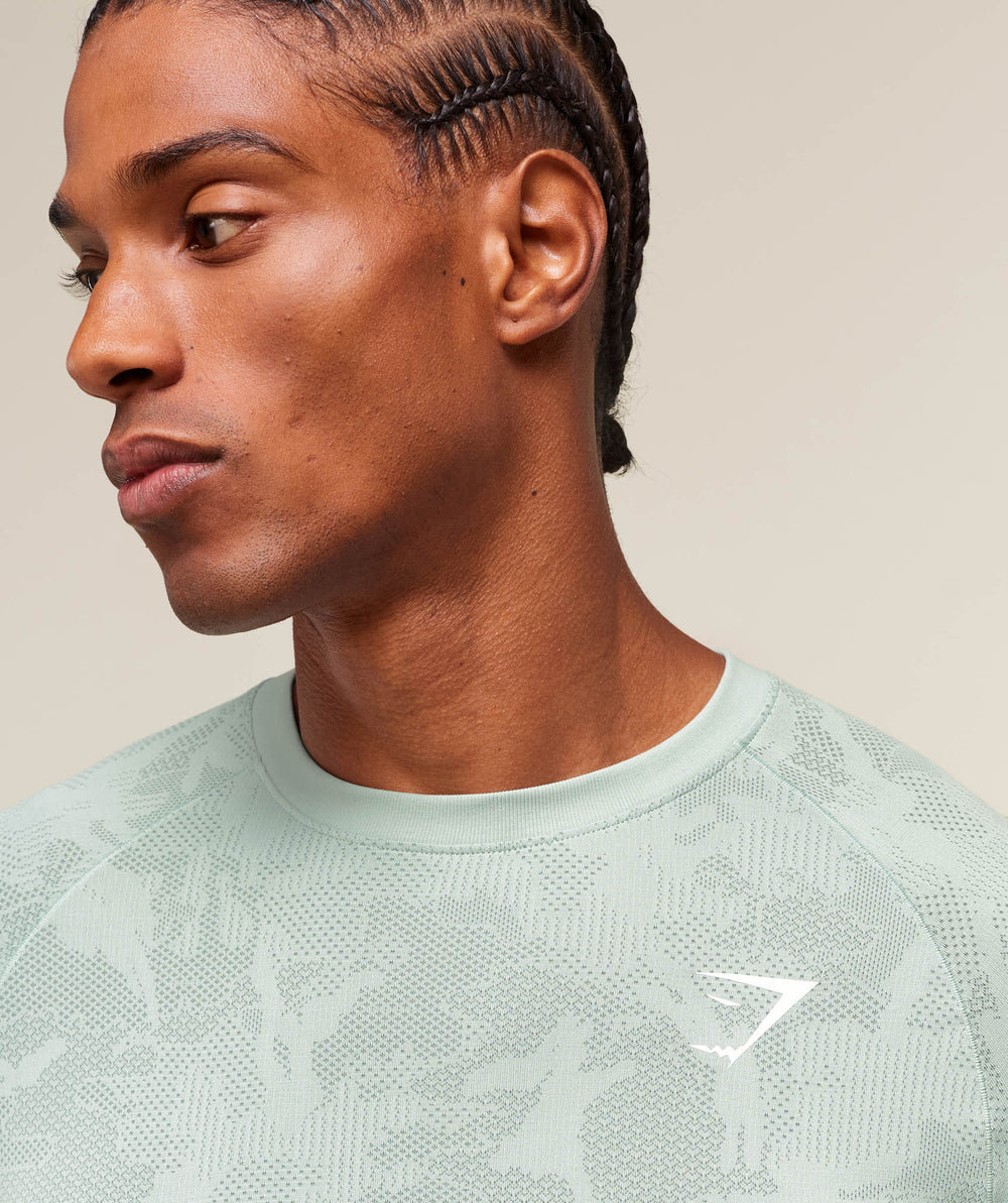 Geo Seamless Long Sleeve T-Shirt - Morning Blue/Celeste Blue