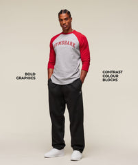 GSLC Raglan 3/4 Sleeve T-Shirt - Light Grey Core Marl/Conditioning Red