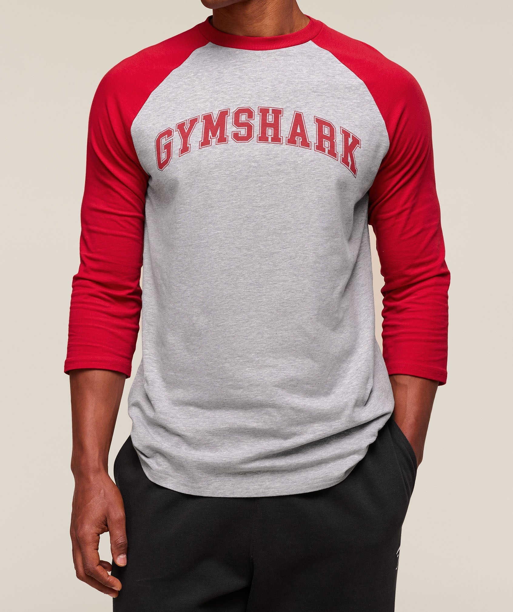 GSLC Raglan 3/4 Sleeve T-Shirt - Light Grey Core Marl/Conditioning Red