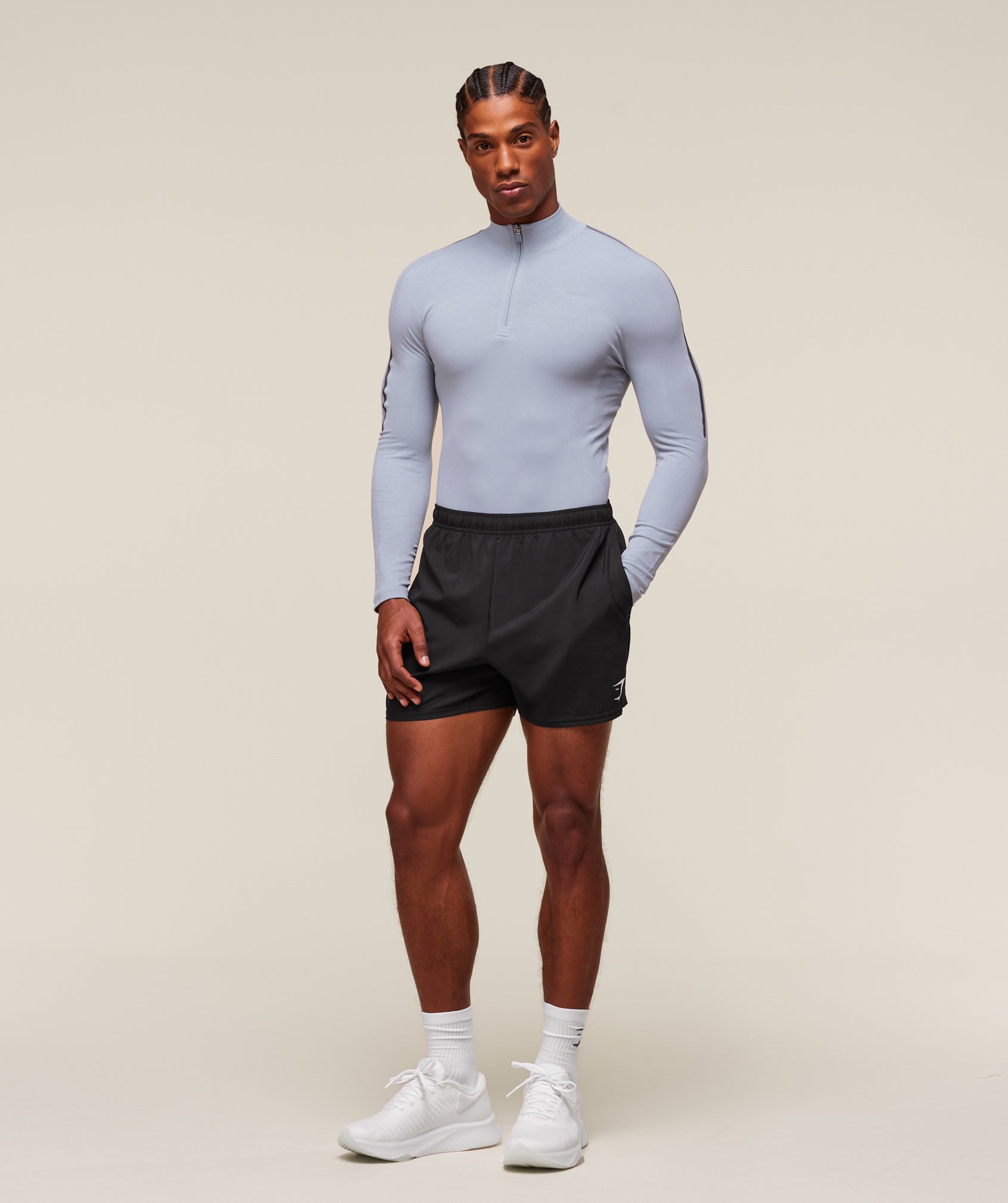everywear Warp Knit 1/4 Zip - Pale Blue