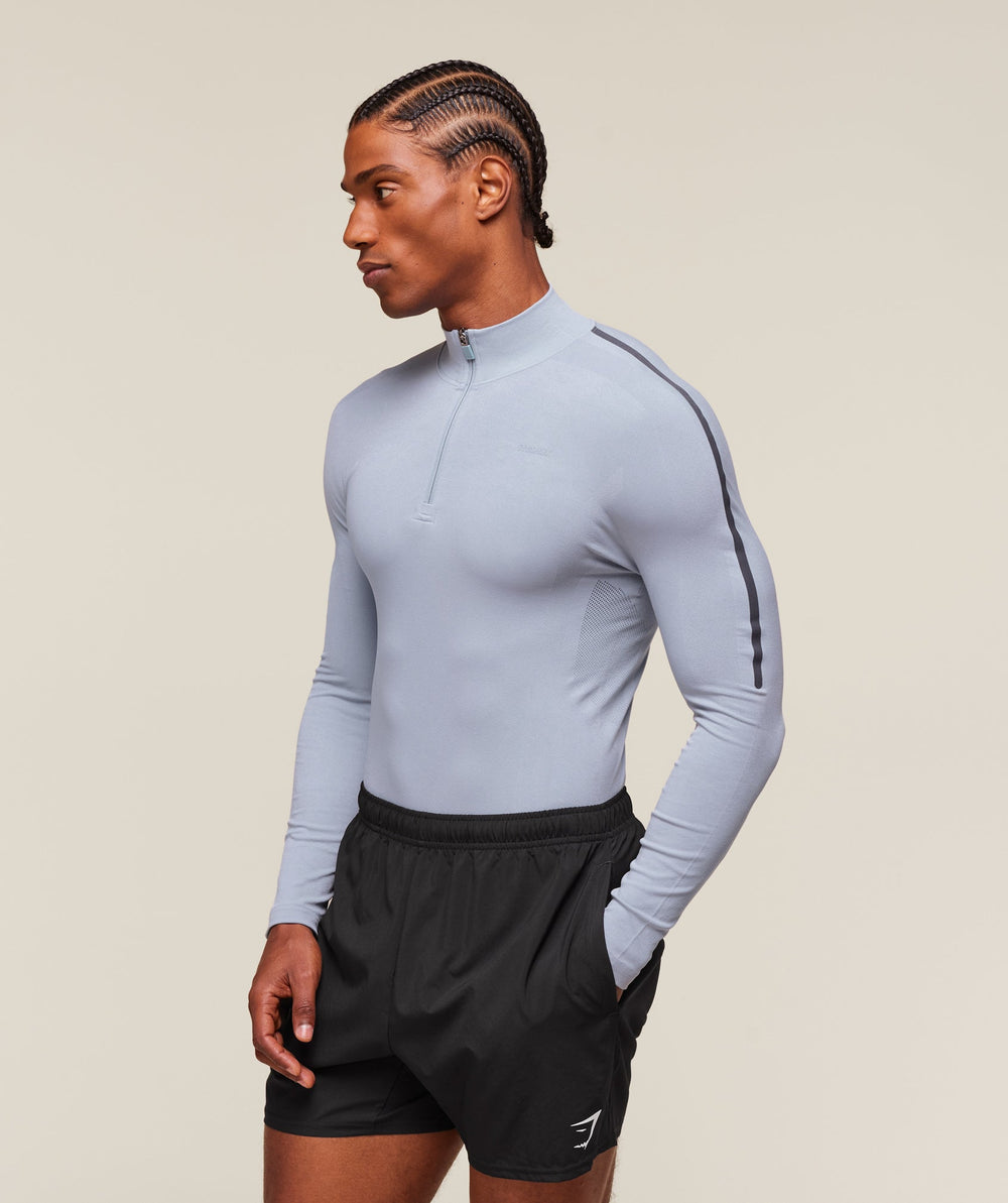 everywear Warp Knit 1/4 Zip - Pale Blue