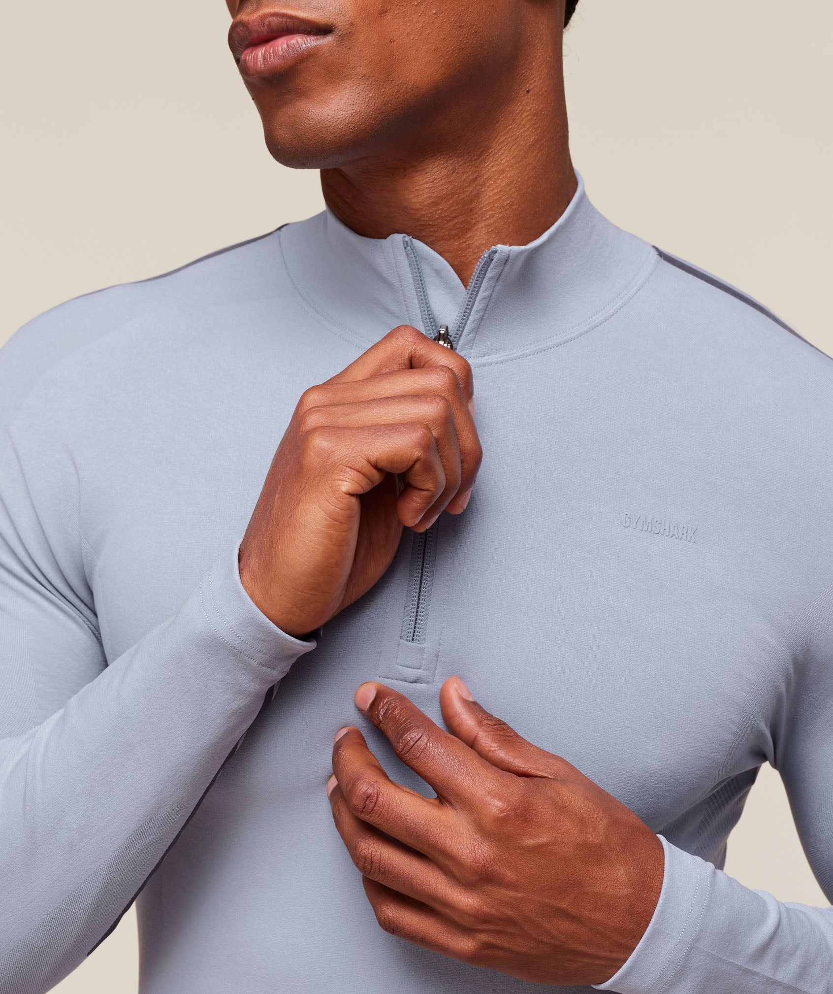 everywear Warp Knit 1/4 Zip - Pale Blue