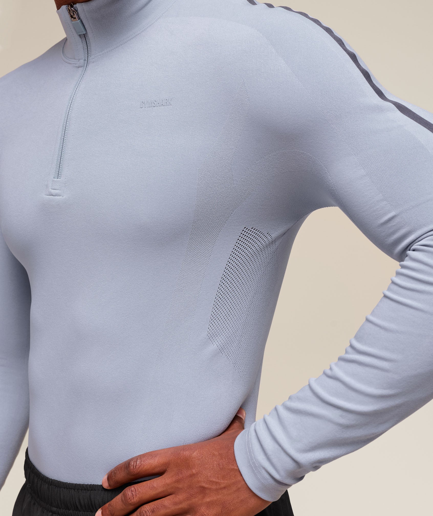 everywear Warp Knit 1/4 Zip - Pale Blue