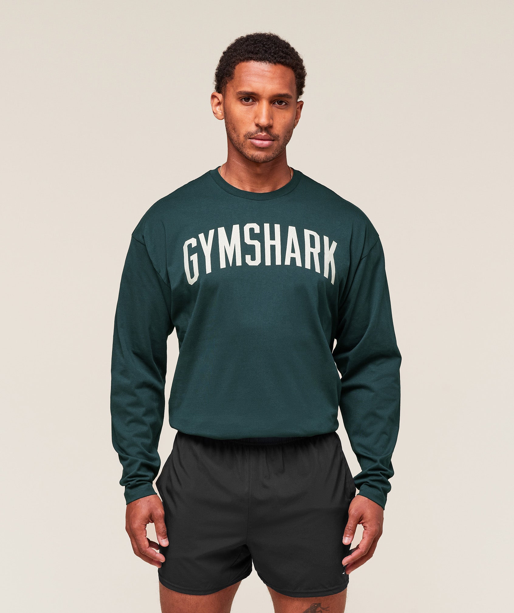 Worn Graphic Long Sleeve T-Shirt - Deep Petrol Blue