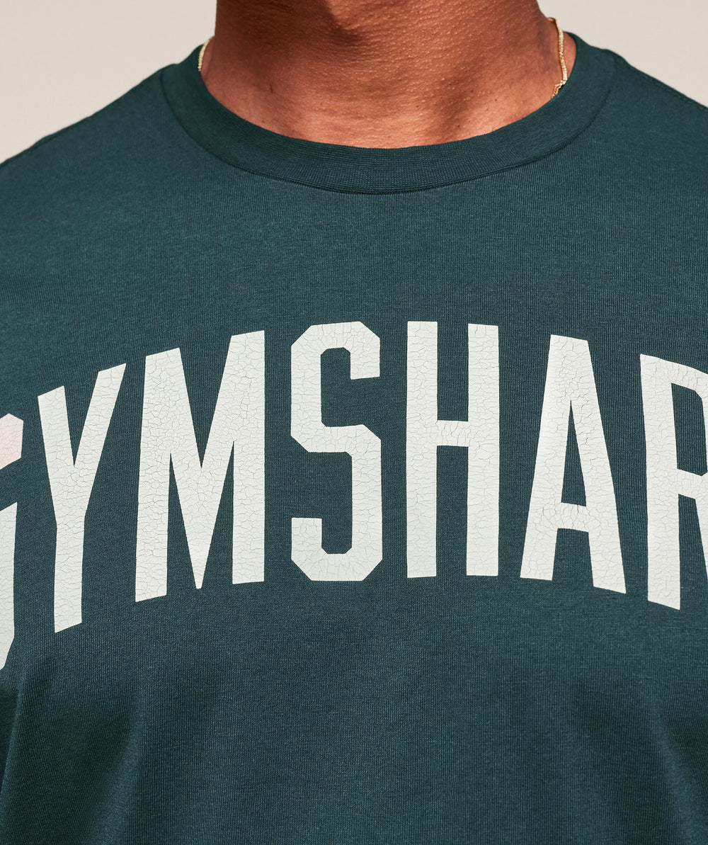 Worn Graphic Long Sleeve T-Shirt - Deep Petrol Blue