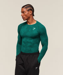 Geo Seamless Long Sleeve T-Shirt - Motivate Teal/Strong Teal