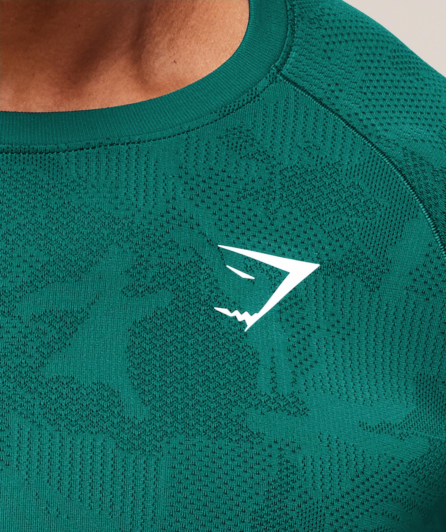 Geo Seamless Long Sleeve T-Shirt - Motivate Teal/Strong Teal