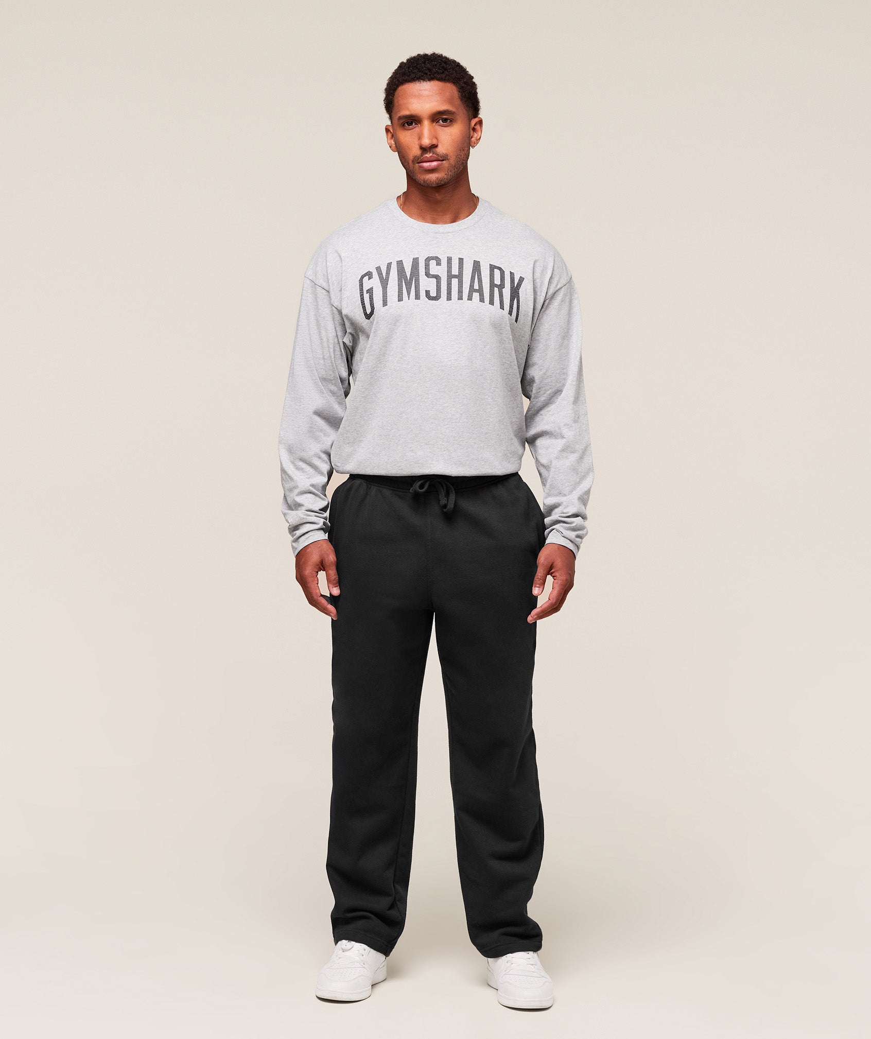 Worn Graphic Long Sleeve T-Shirt - Light Grey Core Marl
