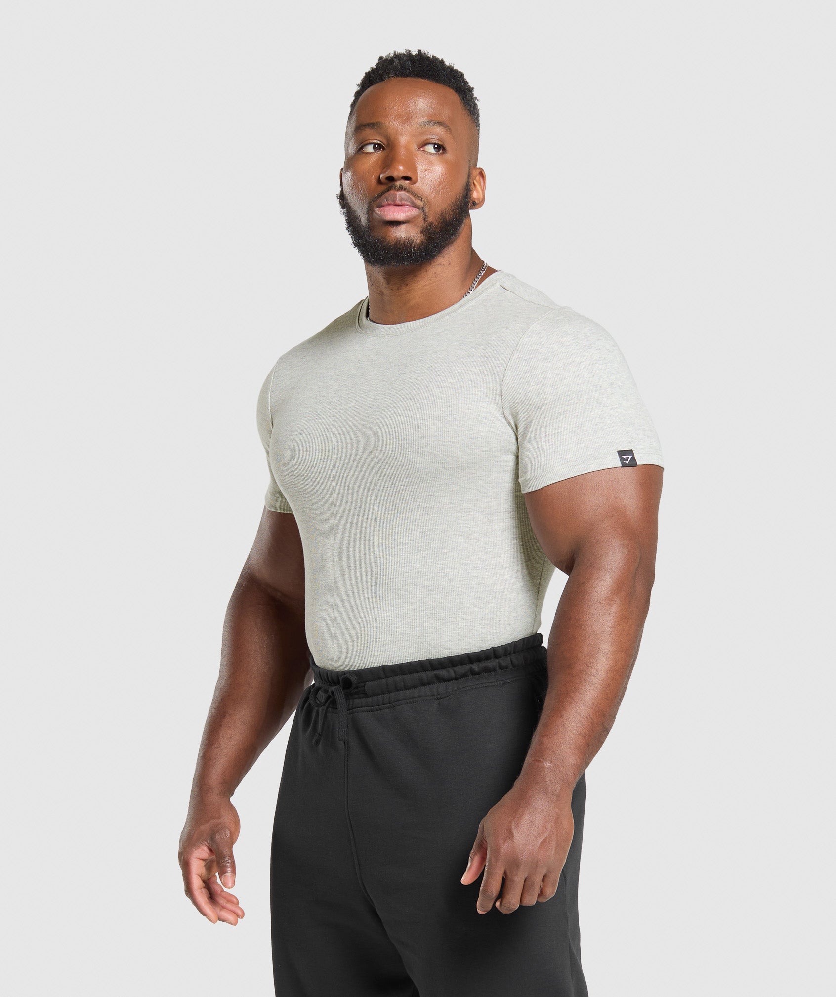 Ribbed T-Shirt - Stone Grey Marl