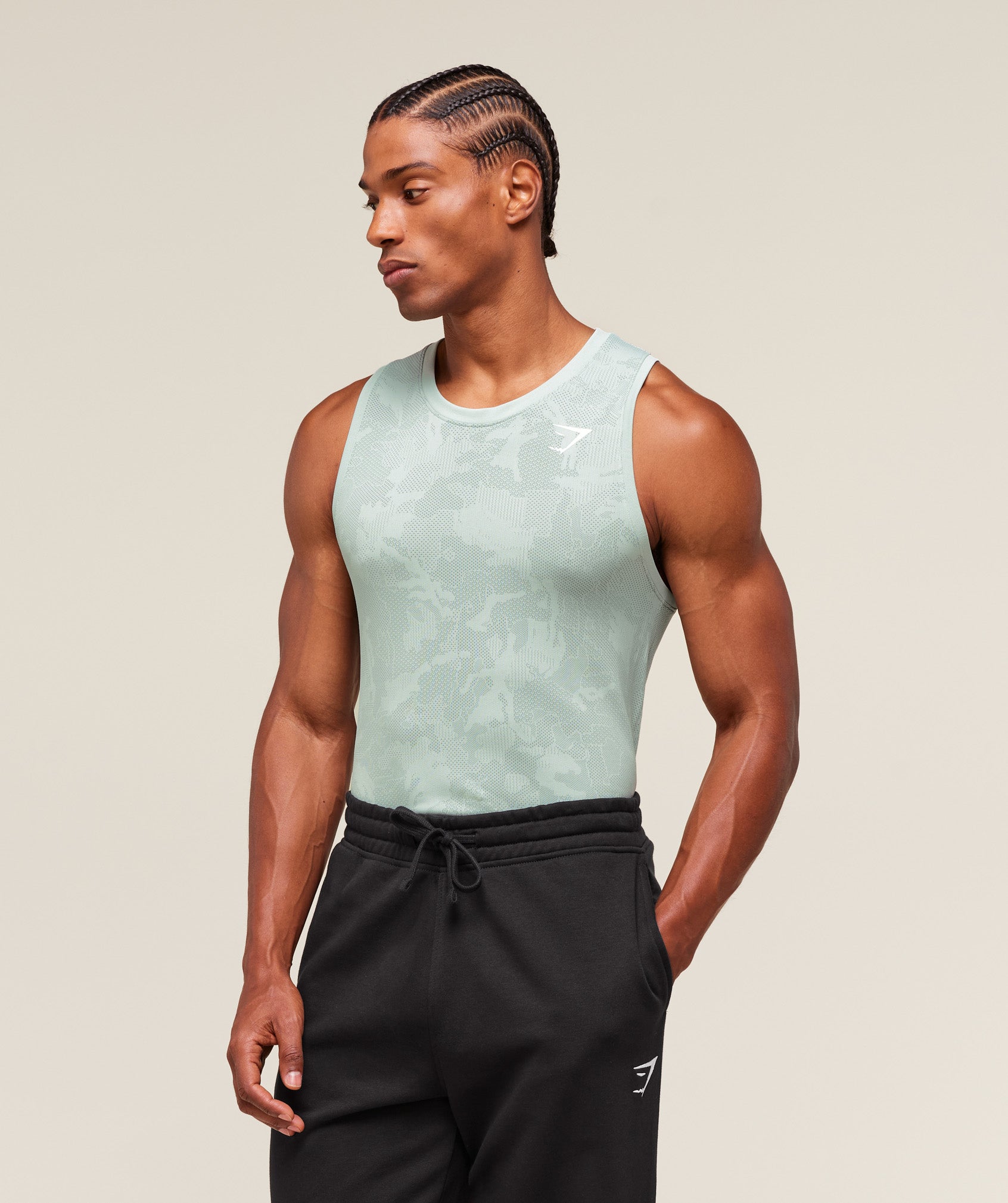 Geo Seamless Tank - Morning Blue/Celeste Blue