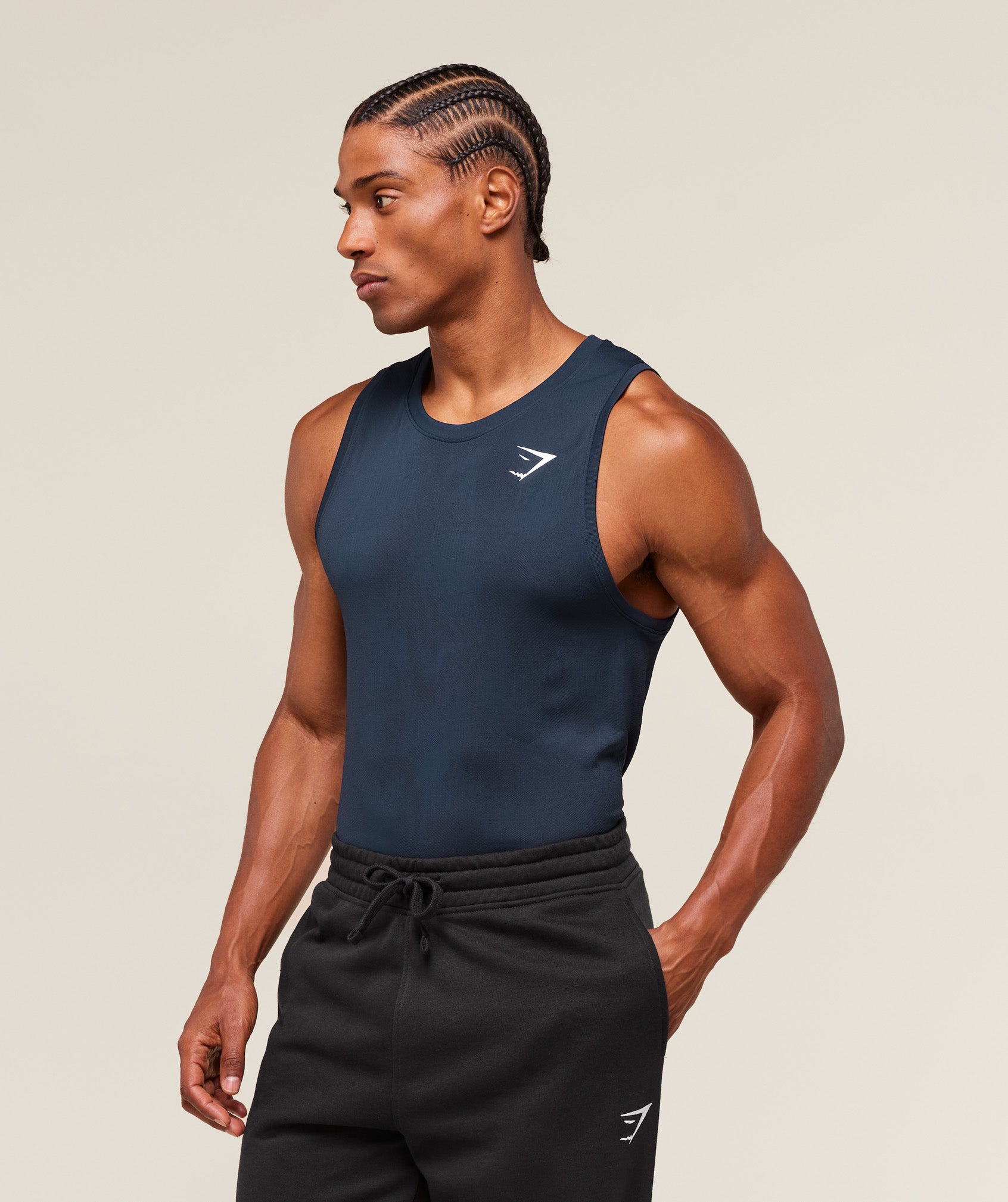 Geo Seamless Tank - Navy/Heavy Blue
