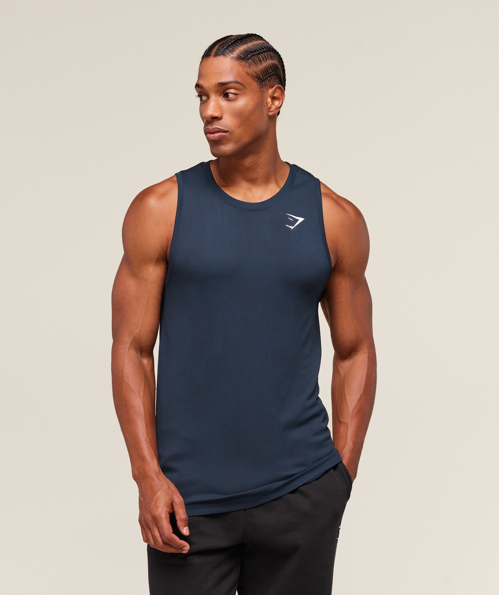 Geo Seamless Tank - Navy/Heavy Blue