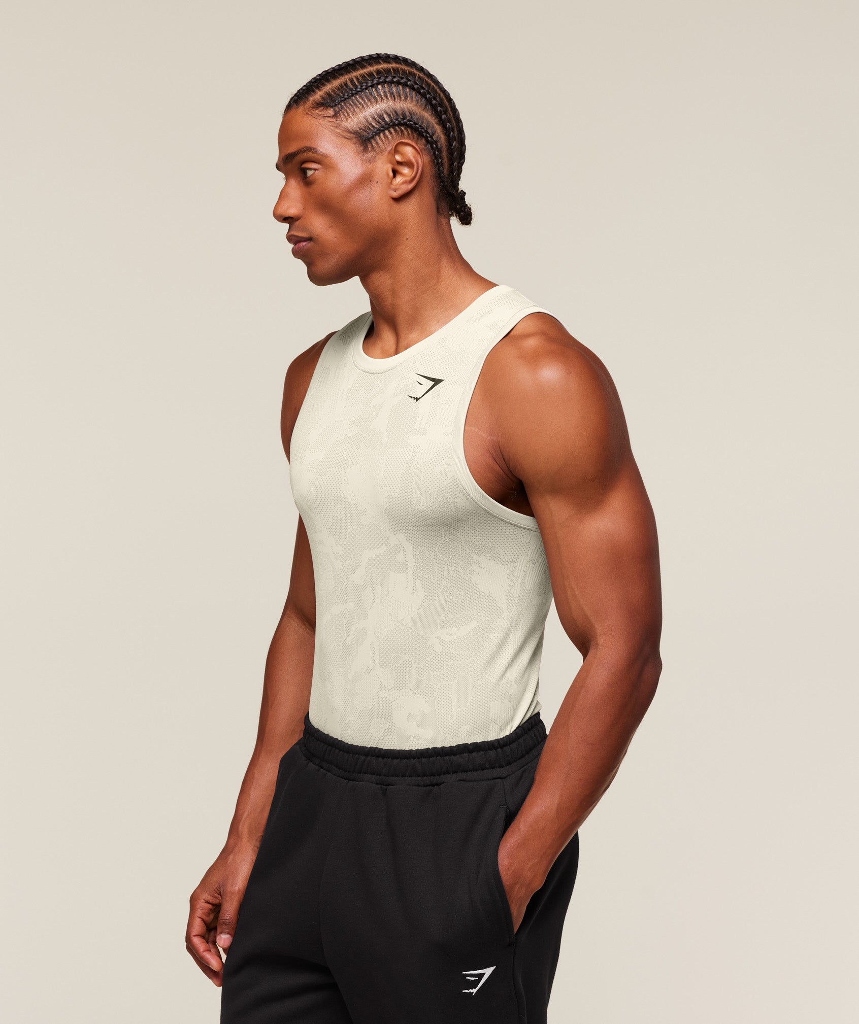 Geo Seamless Tank - Pebble Grey/Cement Brown
