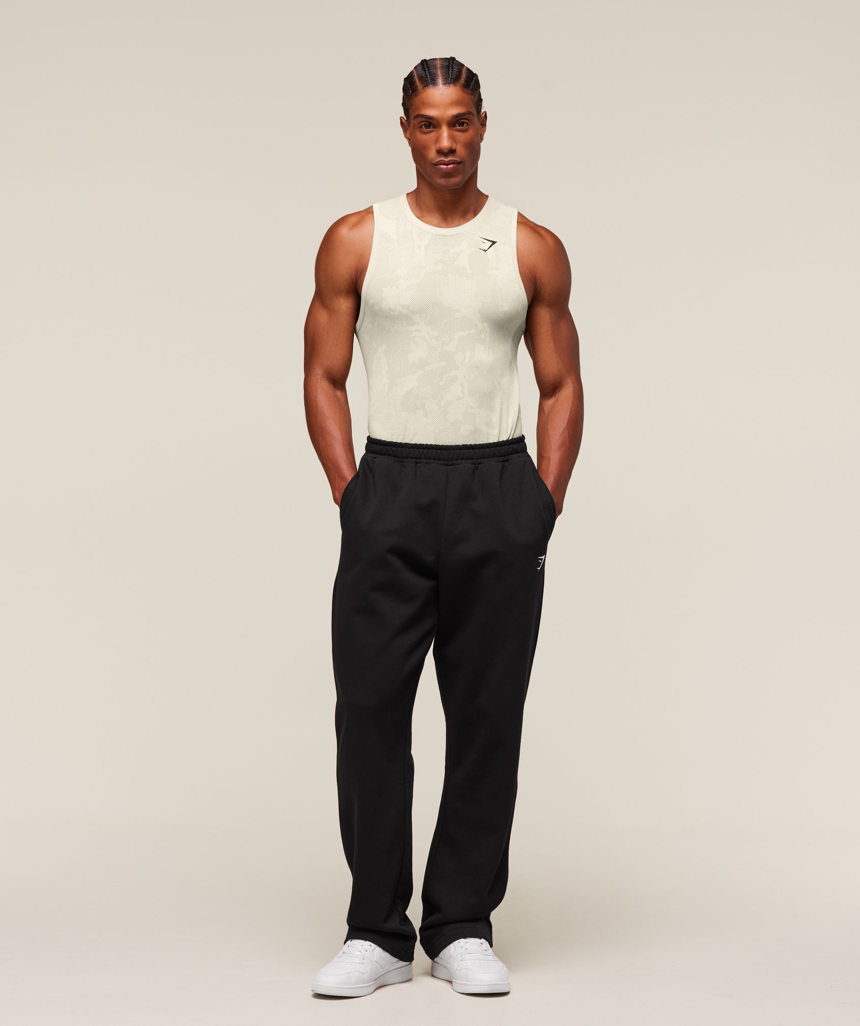 Geo Seamless Tank - Pebble Grey/Cement Brown