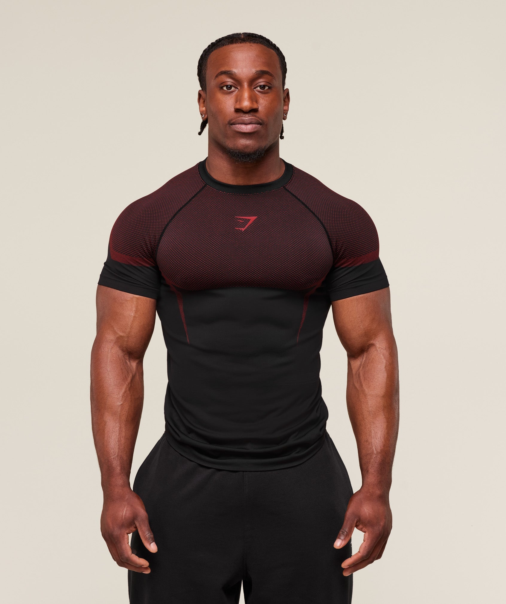 Onyx 5.0 Seamless T-Shirt - Black/Carmine Red