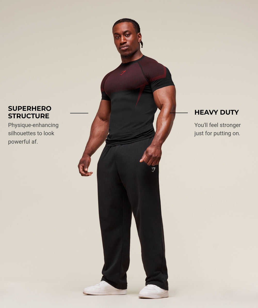 Onyx 5.0 Seamless T-Shirt - Black/Carmine Red