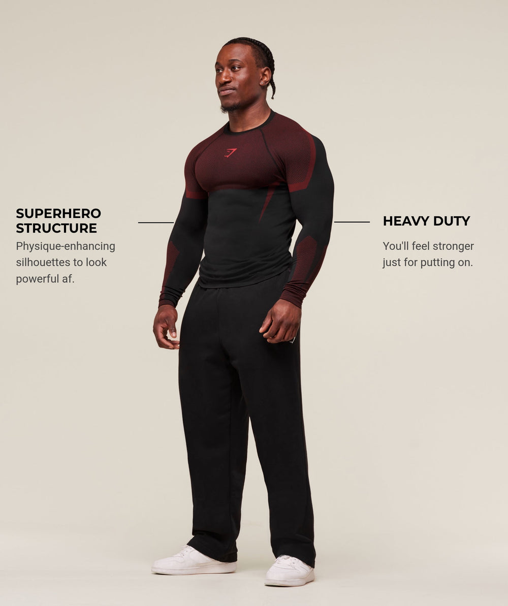 Onyx 5.0 Seamless Long Sleeve T-Shirt - Black/Carmine Red