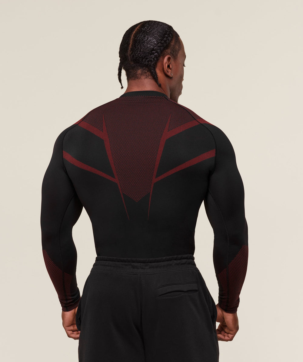 Onyx 5.0 Seamless Long Sleeve T-Shirt - Black/Carmine Red