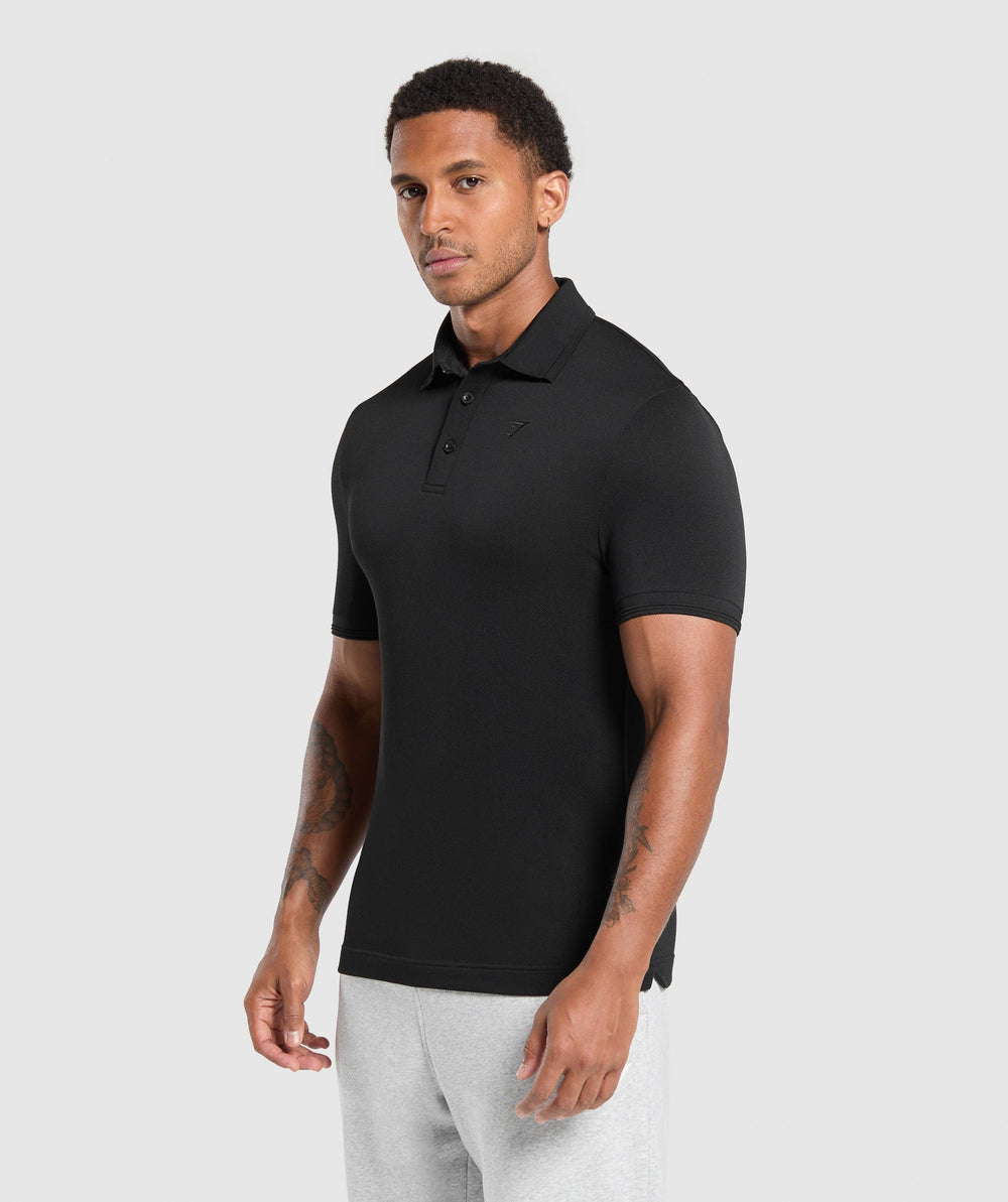 Flat Knit Polo Shirt - Black