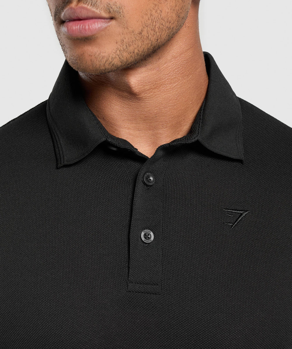 Flat Knit Polo Shirt - Black