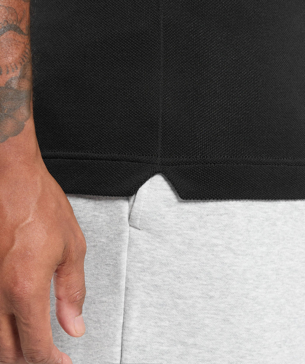 Flat Knit Polo Shirt - Black