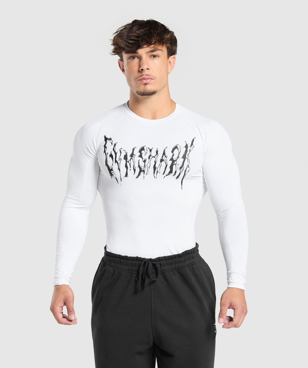 Graphic Baselayer Long Sleeve T-Shirt - White